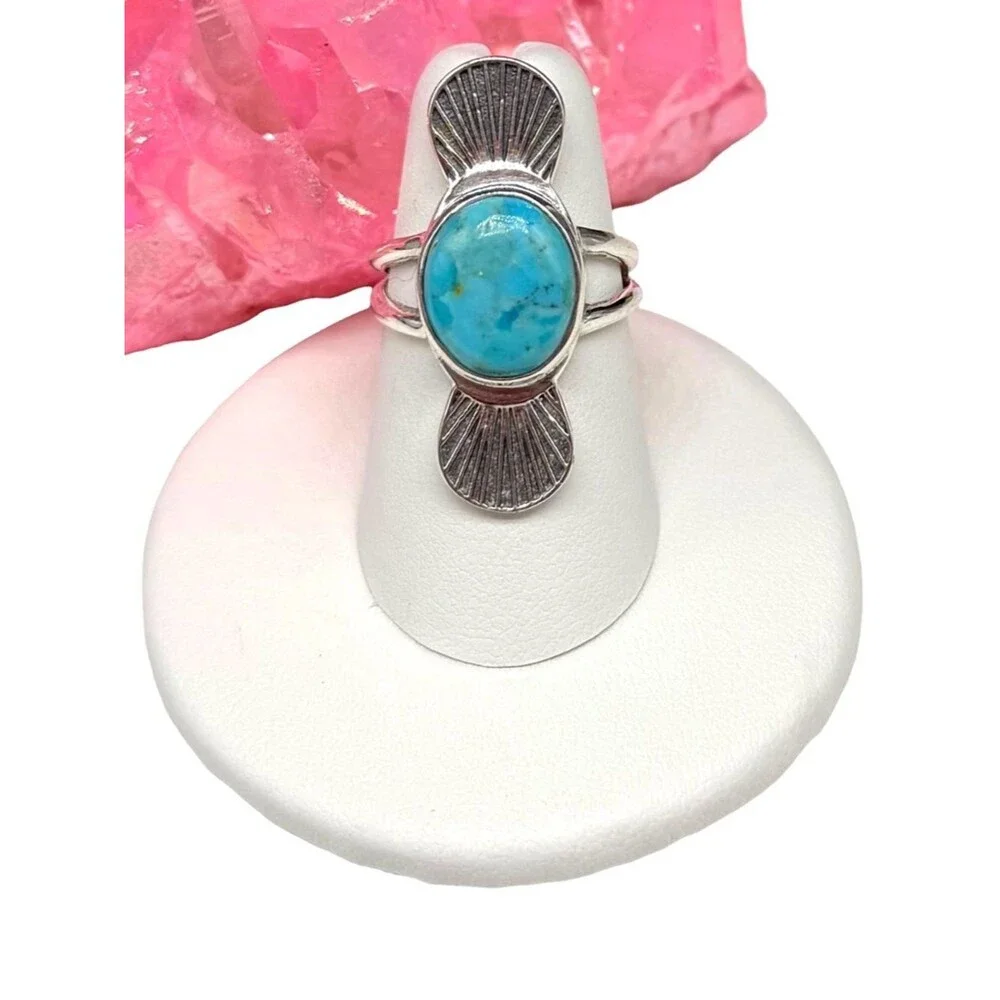Kingman Mohave Turquoise Ring Size 6.5 Solid 925 Sterling Silver